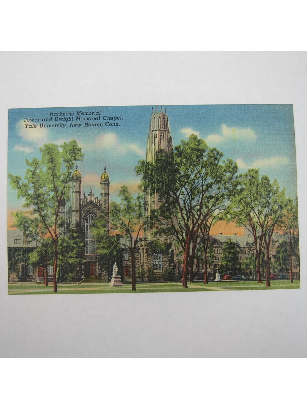 Vintage Postcard Yale University Harkness Memorial Tower Dwight Chapel New Haven